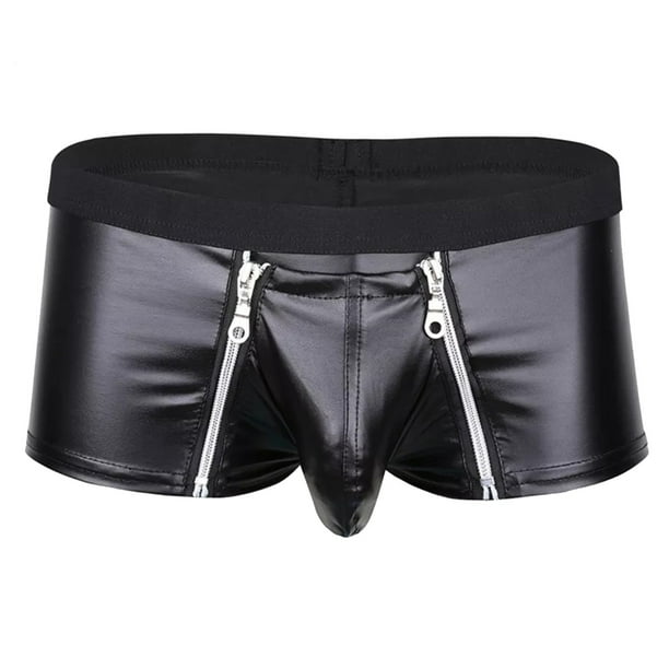 WILLBEST Pantalones Cortos de Cuero de Color Sólido para Hombre, Ropa Interior Sexy de Cuero Suave, A La Moda, Informales