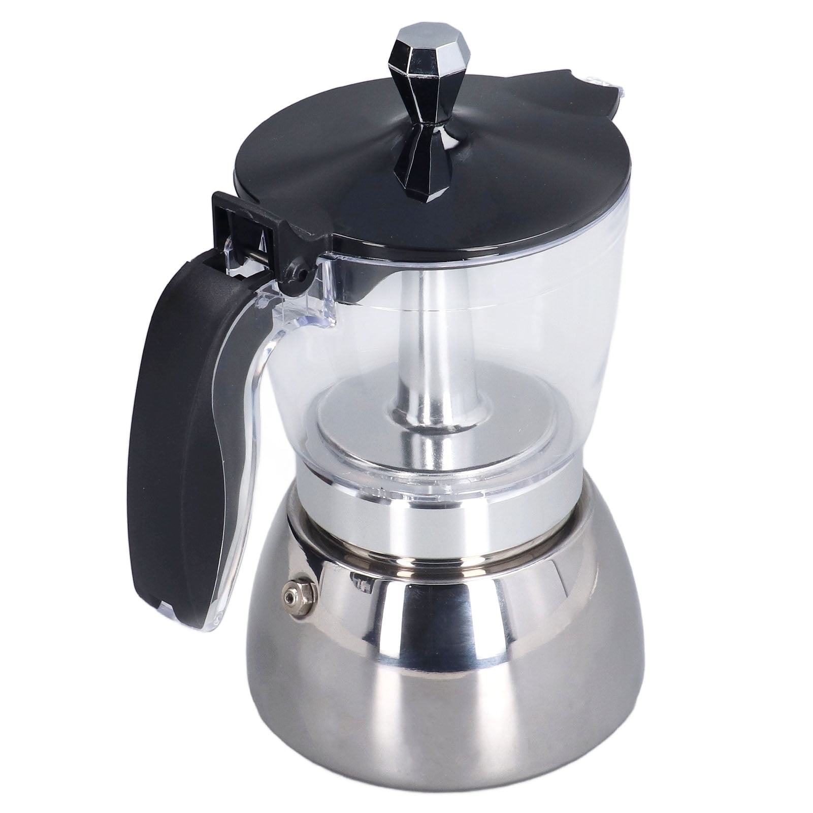 Stovetop Coffee Maker 6 Cup Moka Pot with Clear ABS Top, Stainless Steel Coffee Making Pot, Durable, Even Heat Distribution, Enhances Flavor and Aroma, Portable, for Home Office, Travel, Perfect Gift