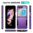 thumbnail image 5 of Cowithday for Samsung Galaxy Z Flip 5 Case, 2 in 1 Hard PC + Soft TPU Back Shell Heavy Duty Military Drop Protection Rugged Dual Layer Shockproof Hybrid Case for Galaxy Z Flip 5, Purple+Black, 5 of 8