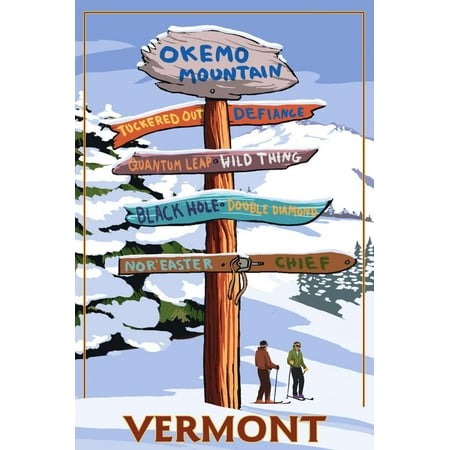 Okemo Mountain Resort, Vermont - Ski Sign Destinations Travel Ad Print Wall Art By Lantern (Best Luxury Ski Resorts Northeast)