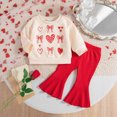 thumbnail image 2 of TOWED22 Toddler Clothes For Baby Girls Cute Graphic Print Long Sleeve Sweatshirt Pants Girls Warm Fall Winter Outfits Set,Red,24M, 2 of 4
