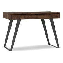 Simpli Home Lowry SOLID ACACIA WOOD Modern Industrial 44 inch Wide Small Desk in Distressed Charcoal Brown