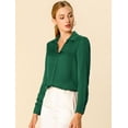 thumbnail image 2 of Camisa de trabajo de manga larga con blusa elegante con cuello en V de oficina para mujer Verde S INSPIRE CHIC Camisa, 2 of 6