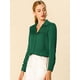 thumbnail image 2 of Camisa de trabajo de manga larga con blusa elegante con cuello en V de oficina para mujer Verde S INSPIRE CHIC Camisa, 2 of 6