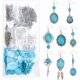 thumbnail image 1 of Kit para hacer aretes de cuentas turquesas (1 caja), 12 pares de aretes colgantes, colgante de aleación, dijes de hojas, cuentas turquesas, alfileres de ojo, ganchos para aretes., 1 of 6