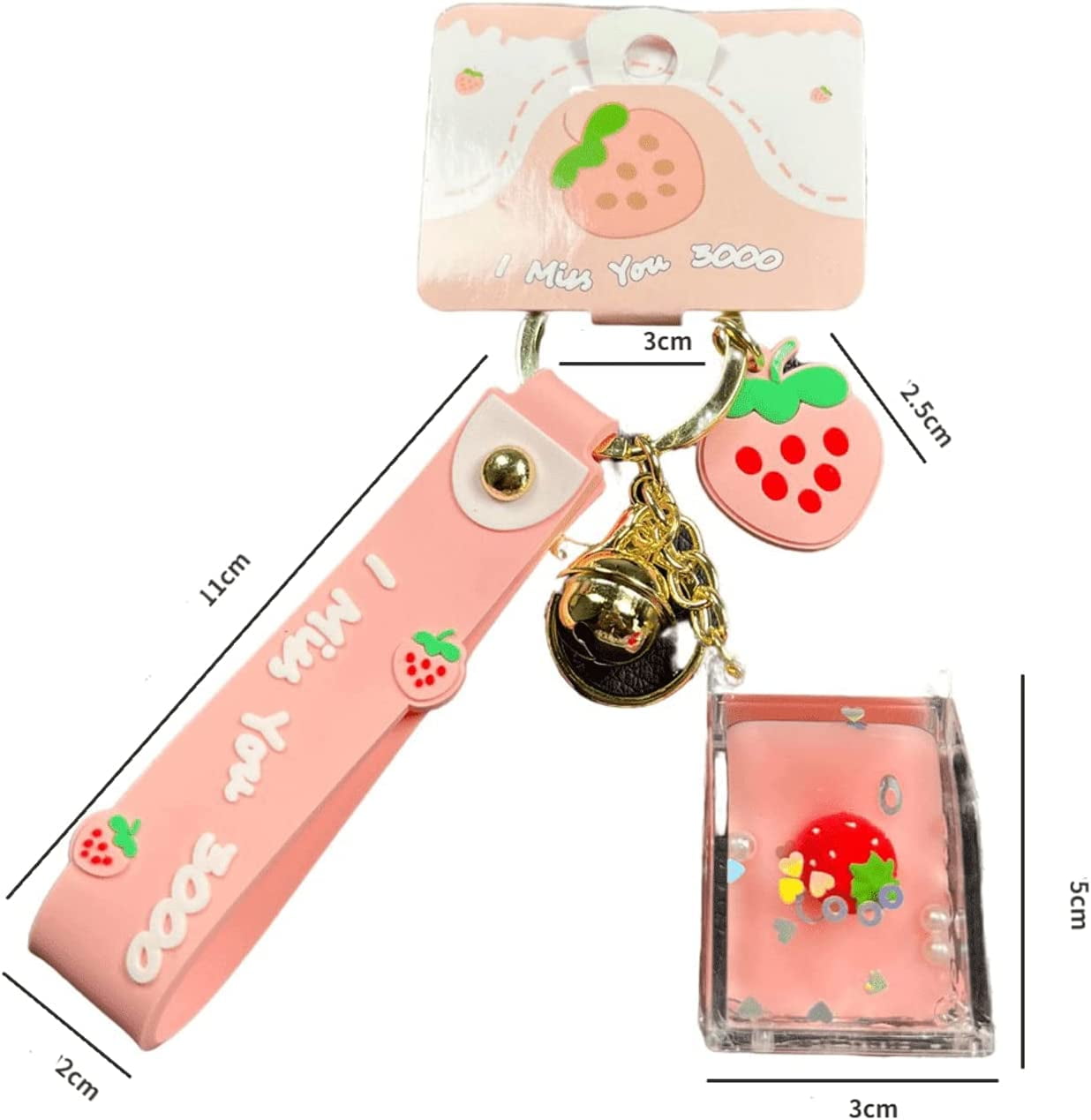 Rertnocnf ICI-Rencontrer Floating Strawberry Backpack Car Key Pendant Kids  Girls Women Acrylic Bag Wallet Liquid Keychain