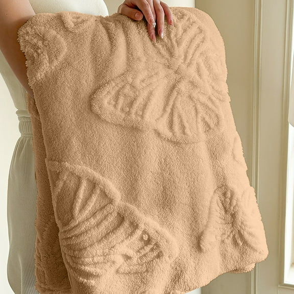 Tunhigl Cozy Taffeta Fleece Throw Blanket - Ultra-Soft Polyester Sofa & Nap Blanket for Adults, Pets - Plush Lightweight Throw for Living Room, Bed, Travel, All Seasons Beige