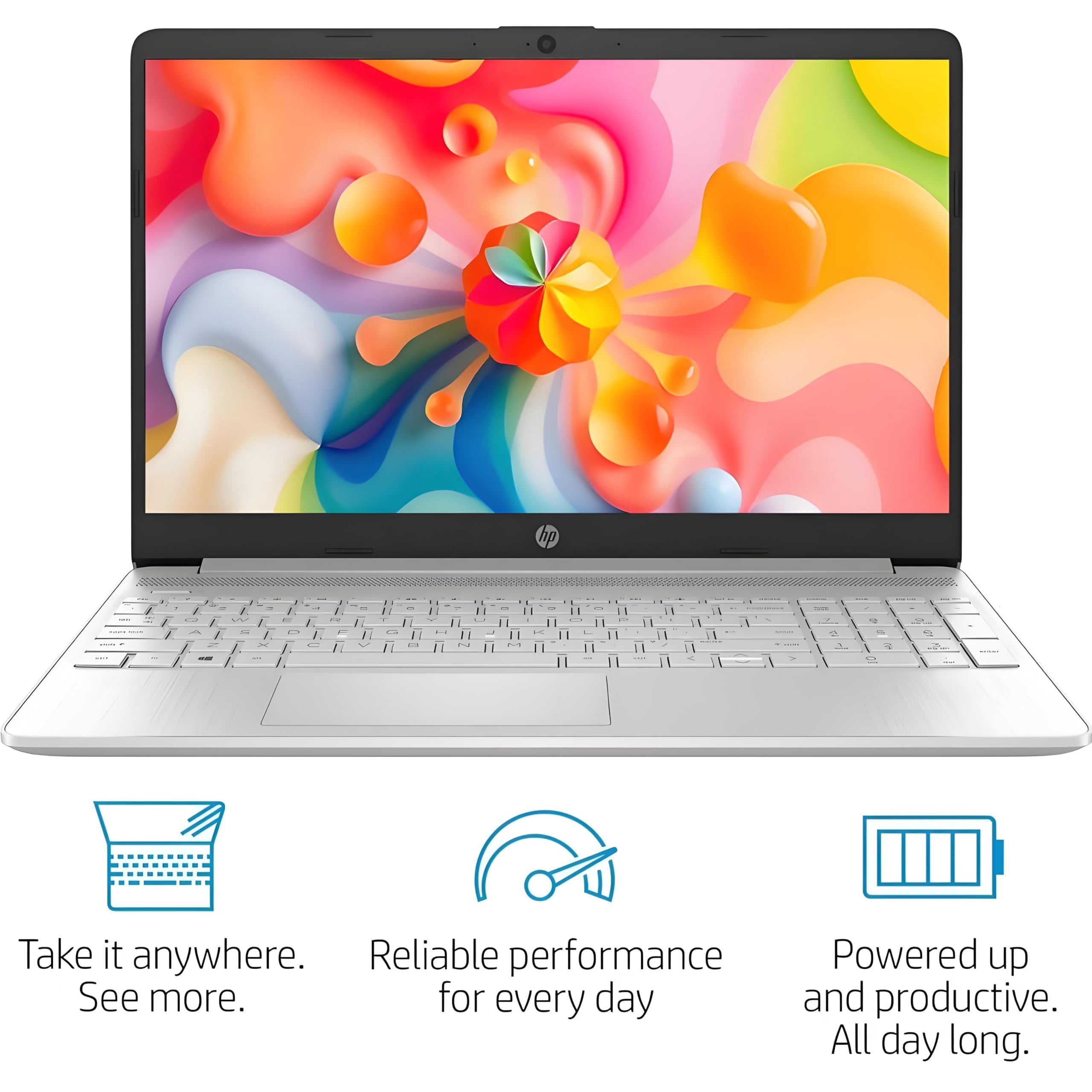 HP 15 inch Laptop for Home or Work, Intel 4-core Processor, 16GB