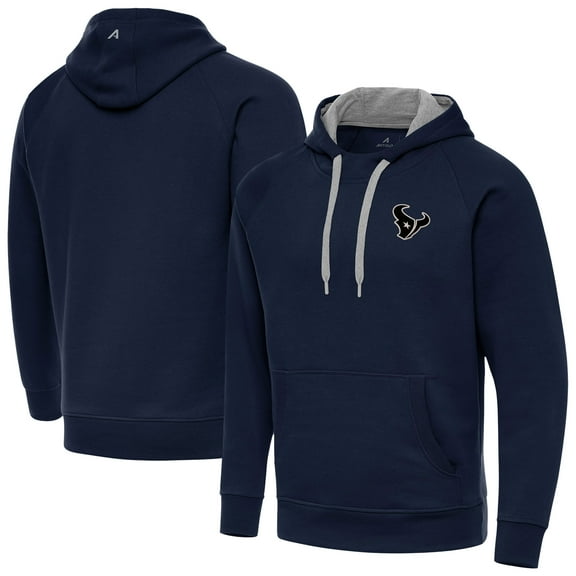 Men's Antigua Navy Houston Texans Brushed Carbon Victory Pullover Hoodie
