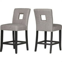 Weston Home Landen Linen Keyhole Counter Height Stool, Set of 2, Gray