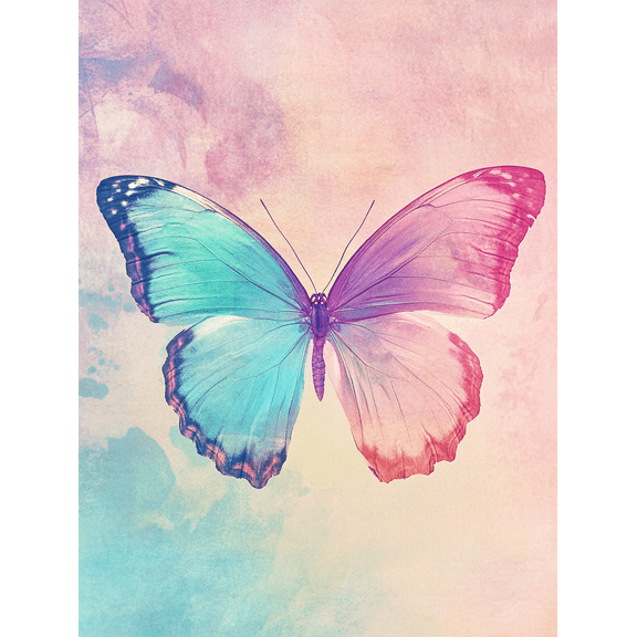 Pastel Butterfly Canvas Art Prints, Suitable for Living Room, Bedroom, Bathroom, Office and Nursery Decoration.