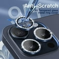 thumbnail image 5 of JETech Camera Lens Protector for iPhone 15 Pro 6.1-Inch and iPhone 15 Pro Max 6.7-Inch, Bling Glitter Individual 9H Tempered Glass Metal Ring Cover, HD Clear, 3-Pack (Blue Titanium), 5 of 6