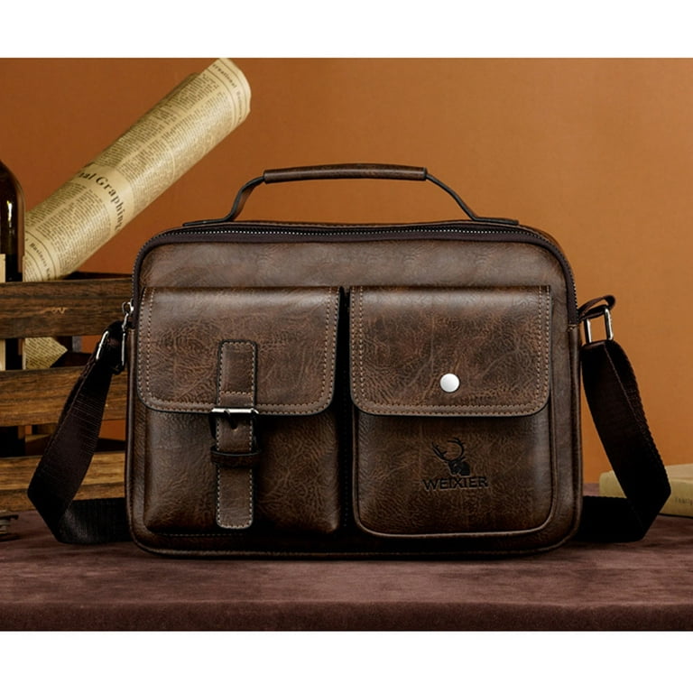 WESTAL Men's Shoulder Bag Genuine Leather Messenger Bag iPad Flap Mid  Crossbody Bags Cover Designer Casual Travel Handbag 8835