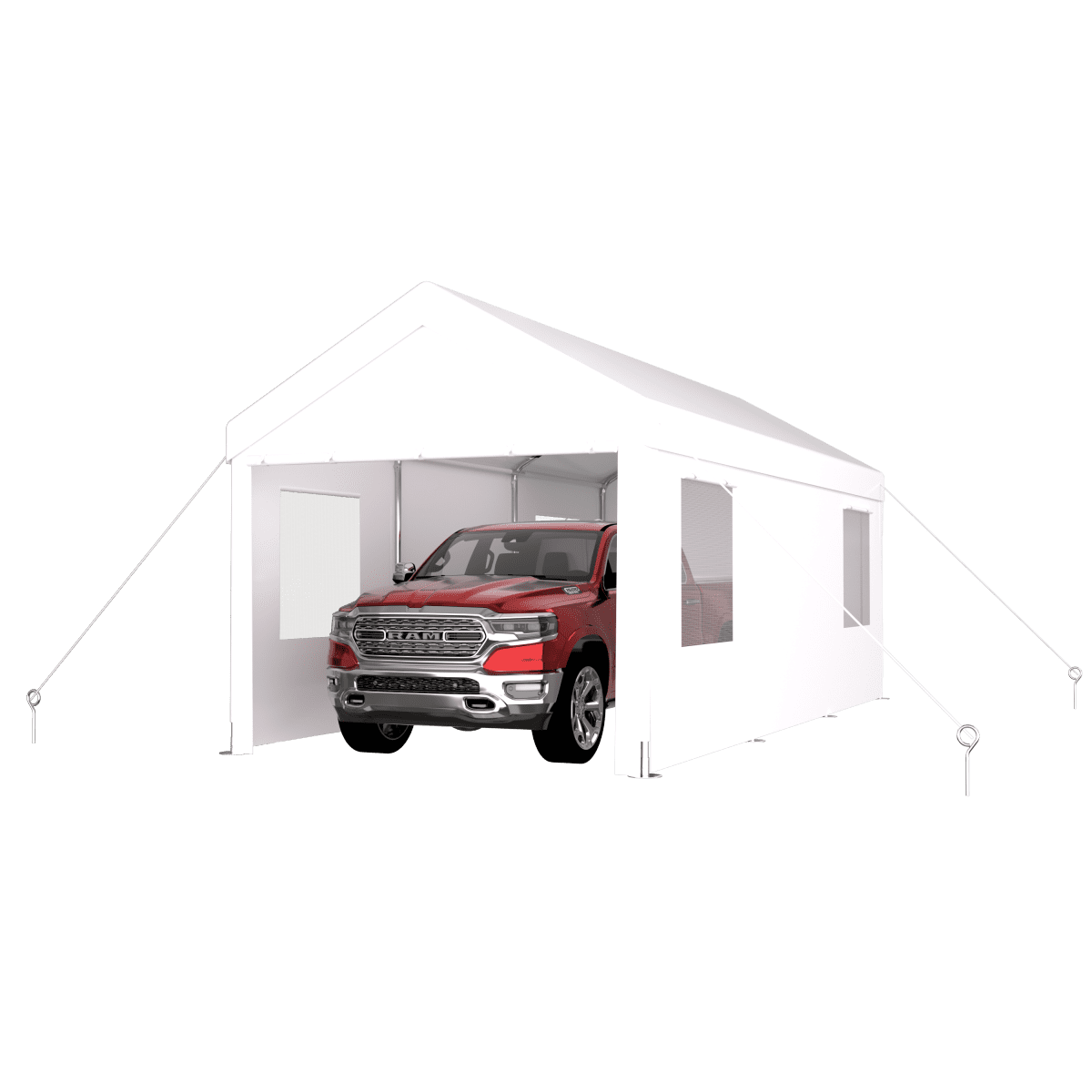 10' x 20' Heavy Duty Portable Carport Garage Canopy with 2 Roll-Up Doors &4 Ventilated Windows White for Car Truck Boat and Garden Tools