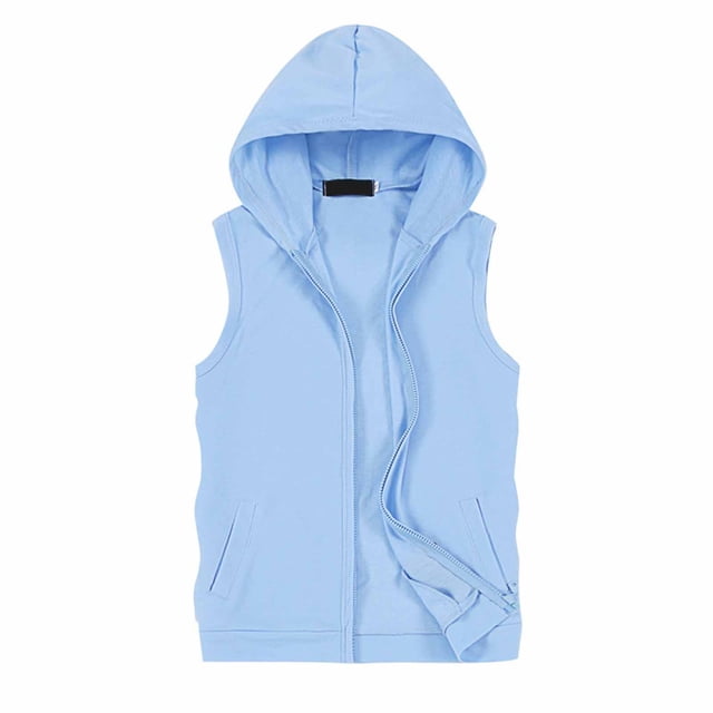 Men's Solid Color Sleeveless Undershirt Cardigan - Sports Training Top, Polyester Material, Independence Day Style, XL-XXXXXL