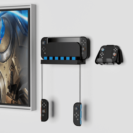 Metal Wall Mount for Nintendo Switch 2 Console 2025, Wall Mount Kit Shelf Accessories with 12 Game Card Holders and 2 Joy Con Brackets and one Hook, Safely Store Switch Console Near TV