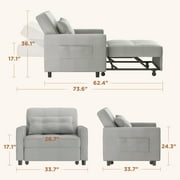 Sofa Beds Chair 3 in 1, Convertible Chair Single Bed,Dark Grey