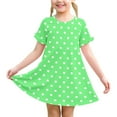 thumbnail image 6 of Fesfesfes Girls'Summer Solid Color Short Sleeve Crew Neck Elastic Waistband Dress with Pockets Casual Comfortable Cotton Blend Dress for Kids(Green#1,11 Years), 6 of 9