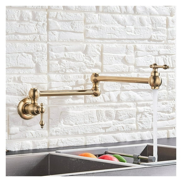 Black Rotated Kitchen Sink Cold Water Tap Faucet Solid Brass Basin Sink Swivel Faucets Wall Mounted Pot Filler Faucet ,Easy to Install