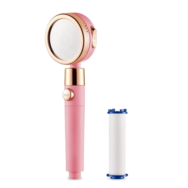Baño del cabezal de ducha 360 grados Girar el filtro de alta presión del filtro de ducha de alta presión Cabezal Universal desmontable de plástico bañado de plástico rosa oro Advancent HA011766-03