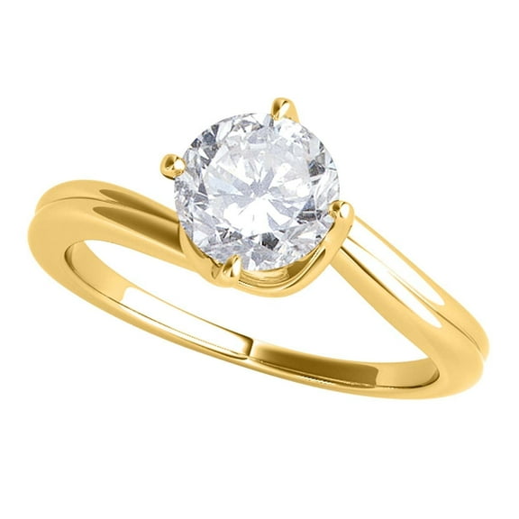 Mauli Jewels Engagement Rings for Women 1/2 Carat Diamond Engagement Ring 4 prong 10K Solid Yellow Gold