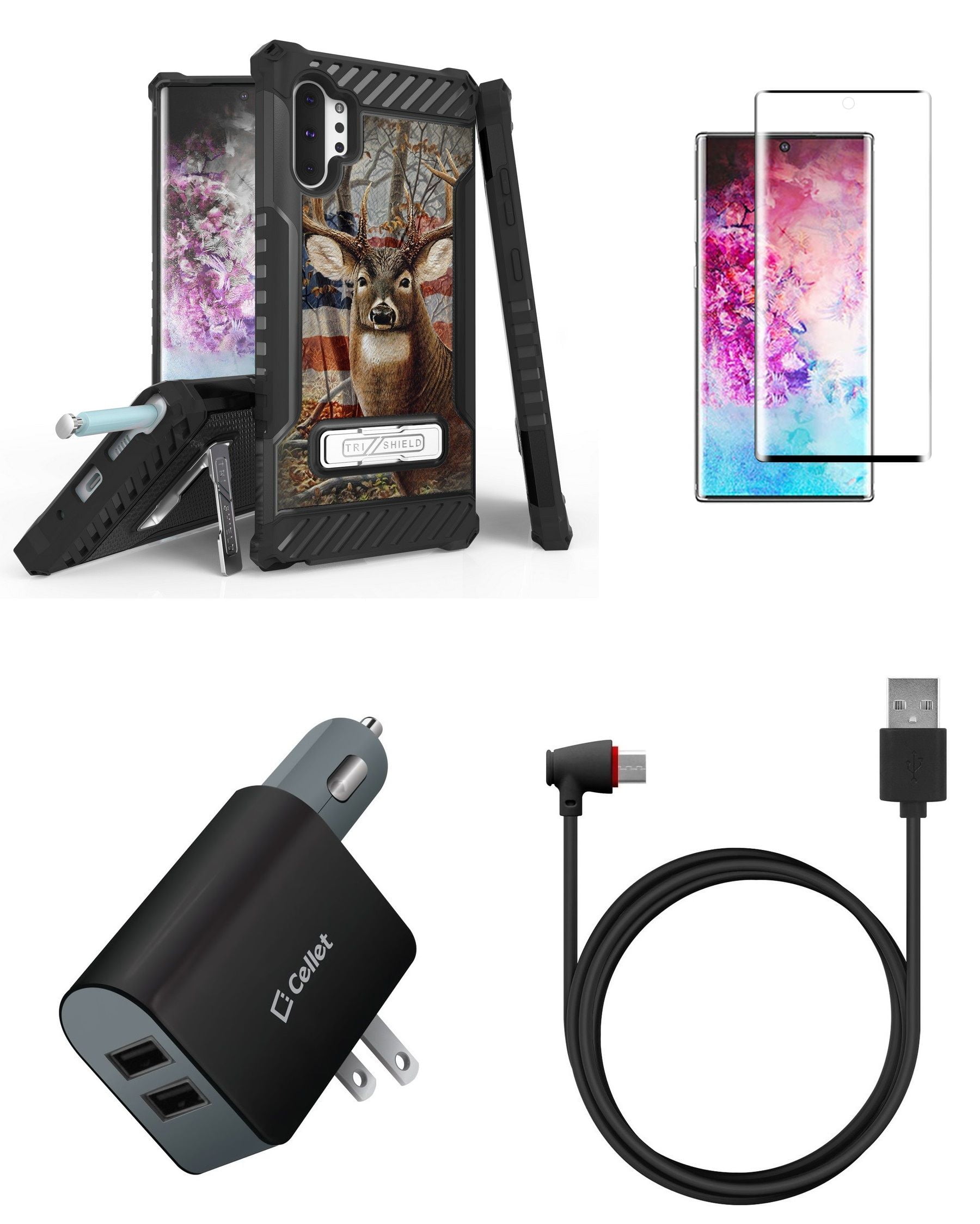 Multi Quick USB Charging Cable,Grey Wood Deer 2 in1 Fast Charger Cord Connector High Speed Durable Charging Cord Compatible with iPhone//Tablets//Samsung Galaxy//iPad and More