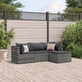 thumbnail image 1 of vidaXL Ensemble de Salon de Jardin 4 Pcs avec Coussins Rotin Poly Gris, 1 of 5