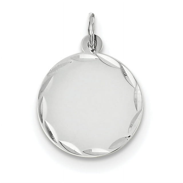 14K White Gold Etched .009 Gauge Engraveable Round Disc Charm