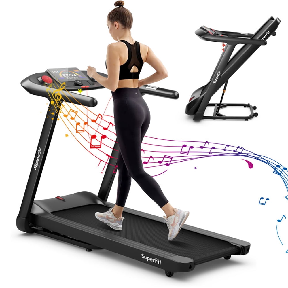 Canddidliike 4.75HP Folding Treadmill with Preset Programs Touch Screen Control-Black, Manual Treadmill, Compact Cardio Fitness