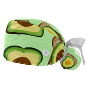 Fruits avocado bread eggsScrub caps women,Chef cap,Surgical caps,For beauty salon,2 Packed