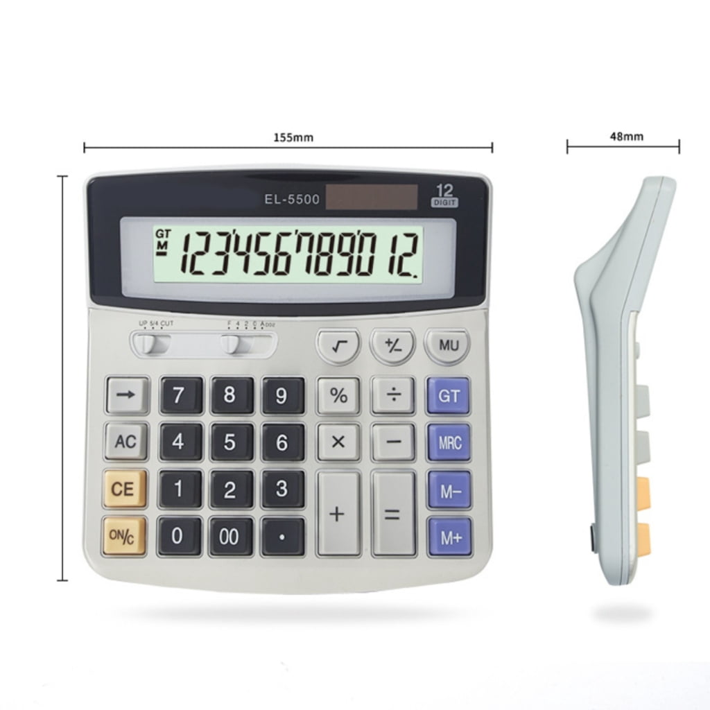 Multifunction Solar Powered Two Power 12 Digit LCD Display Calculator for Office School Home Use