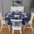thumbnail image 2 of Blue Christmas Snowflake Pattern Round Tablecloth 60"x60",Wrinkle Wipeable Table Cloth for Kitchen Dining Room Picnic Patio Party, 2 of 6