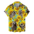 thumbnail image 3 of Camisa hawaiana con estampado 3D de gato y mapache para hombre, blusa con estampado de plantas y animales, blusa de moda con solapa y botones, camisetas Aloha de manga corta, 3 of 4