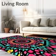 thumbnail image 2 of ODIKA 8'x10' Machine Washable Non-Slip Area Rug, Festive Sea Creature Medallion with Abstract Holiday Touches High Traffic Rug, Black, 745422, 2 of 7