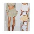 thumbnail image 3 of Yunliwuli Women's Mini Skirt Shirred Floral Print Elastic Waist A-Line Tiered Ruffled Hem Skirt for Party Club, 3 of 10