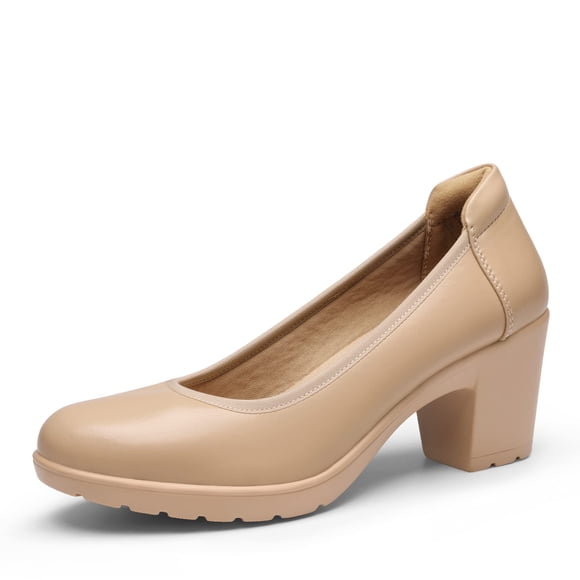 Zapatos de Tacón Bajo con Bloque para Mujer DREAM PAIRS en Color Nude Talla 8W