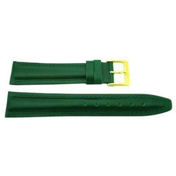 12mm Genuine Leather Smooth Padded Green Watch Band