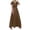 Brown, variant on Sngxgn Women's Deep V Neck Short Sleeve Long Dresses Pleated High Waist Slit Maxi Dress(Black,M)