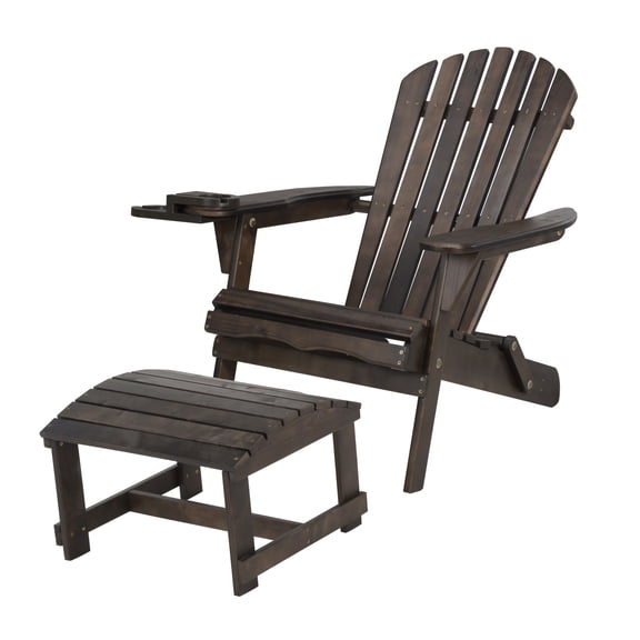 W Unlimited Brown Foldable Chair With Cup Holders And Ottoman SW2136DB-CHOT