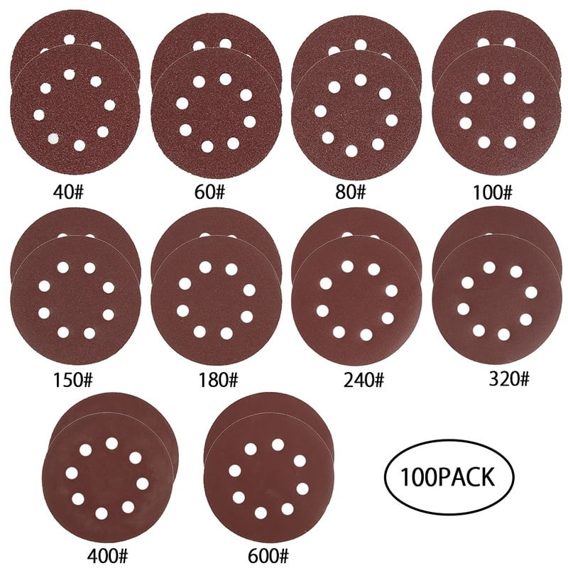 AMIGOB 100 PCS 125 mm Circulaire Disque de Pon/çage 180//240//320//400//600//800//1000//1200//1500//2000 Papier Id/éal pour Poncer//Polir//D/érouiller