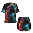 thumbnail image 5 of Picia Neon Spectrum Cat Portrait Pajamas Sets for Women Soft Short-Sleeved Pjs with Lounge Shorts Two Piece Sleepwear-X-Large, 5 of 9