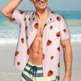 thumbnail image 7 of Pofeuu Strawberry Print Hawaiian Shirt for Men Sleeves Casual Button Down Summer Beach Dress Shirts T-Shirts,Small, 7 of 7