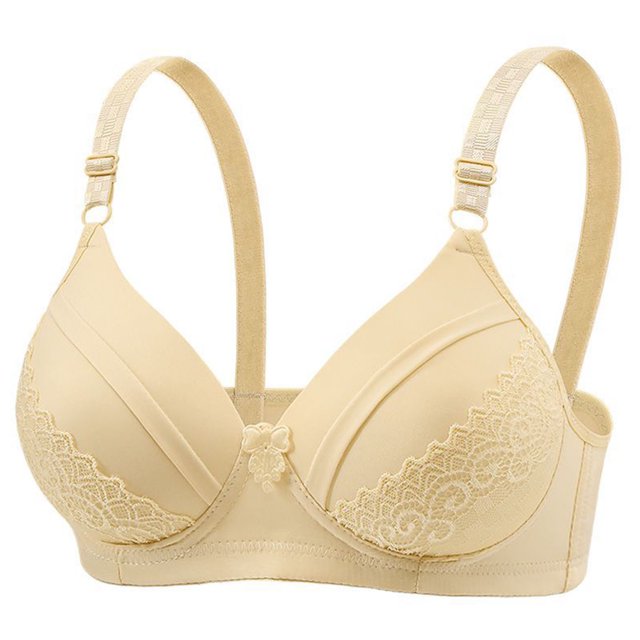 LOVZFMLL Bras for Women Woman Color Comfortable Hollow Out Perspective Bra Underwear No Rims Beige L