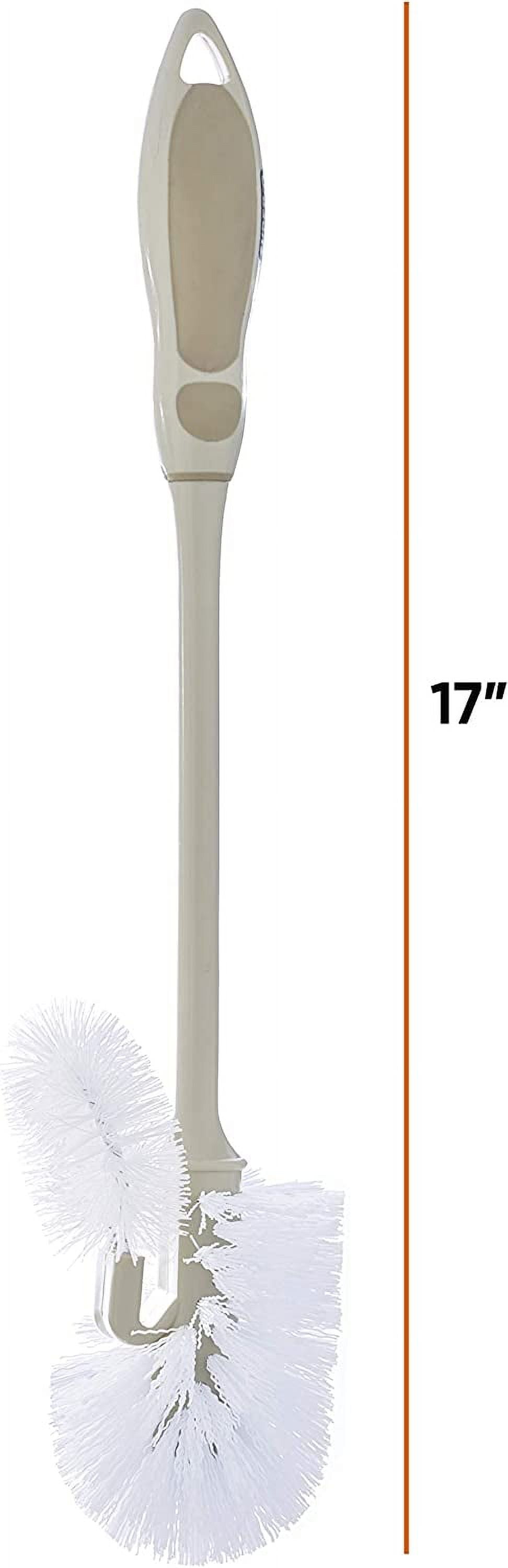 Toilet Bowl Brushes with Lip Beige, Multi Pack Toilet Brush Scrub Under Rim, Bathroom Cleaner Scrubber, Heavy Duty Bristles Scrub Brush (3)
