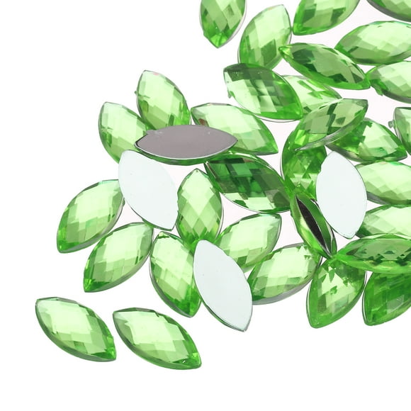 Uxcell Acrylic Horse Eye Gems Flat Back Artificial Rhinestones for DIY Crafts Bead Wedding Party Light Green 7x15mm