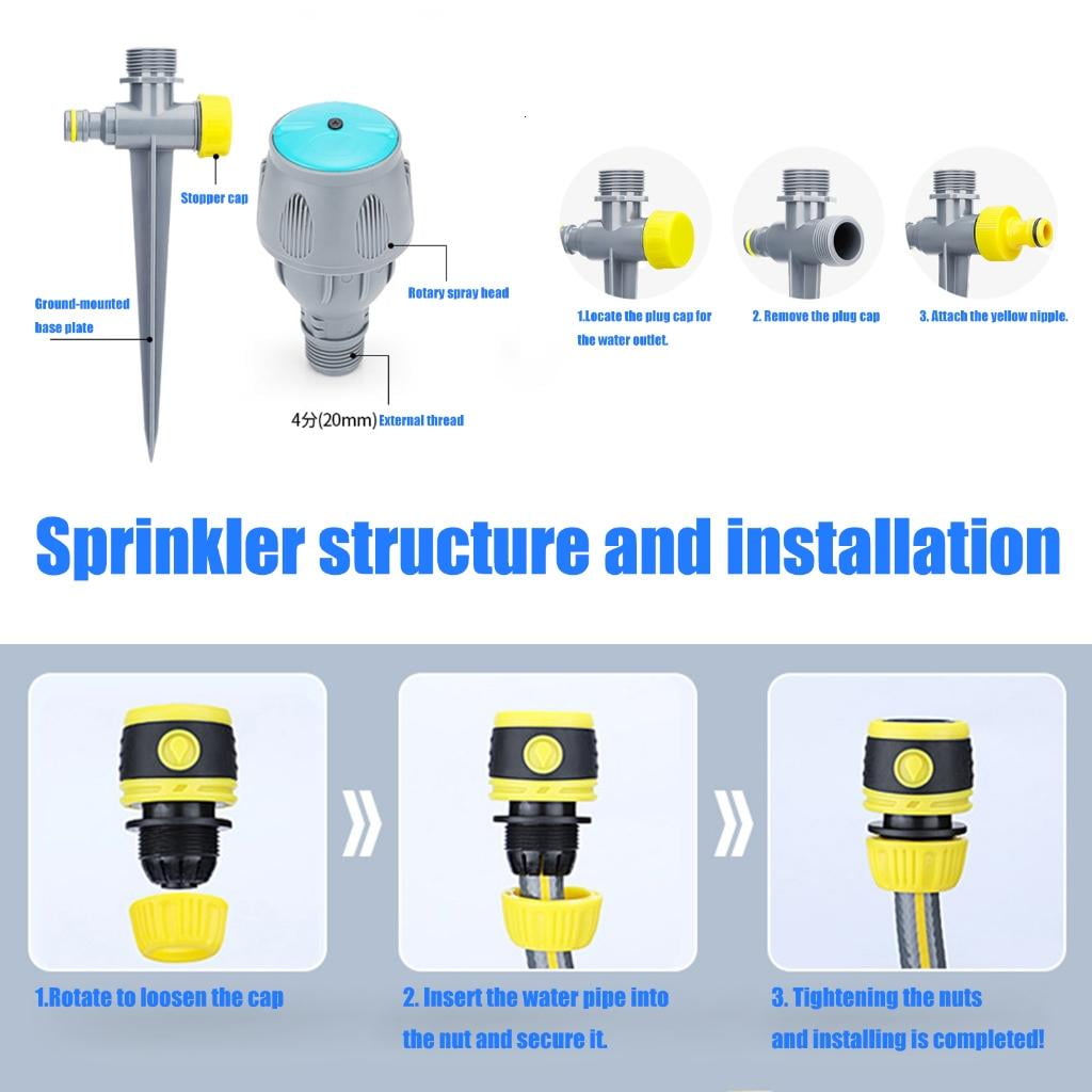 Tizuqe Adjustable Automatic Rotating Sprinklers For Lawn And Yard Irrigation