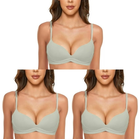 ush Up Bra Up Padded Bralette Bra Womens Bras Comfortable Front Closure without Underwire Seamless Comfortable Womens Strapless Bras Soft Cup Bra ceangrtro Green (3Packs) Green (3Packs)