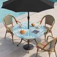 thumbnail image 7 of Round Outdoor Tablecloth with Umbrella Hole and Zipper, Teal Blue Palm Leaf Tablecloth with Elastic Waterproof, Summer Coastal Botanical Tropical Patio Table Covers for 36" - 44" Picnic Pool Tables, 7 of 7