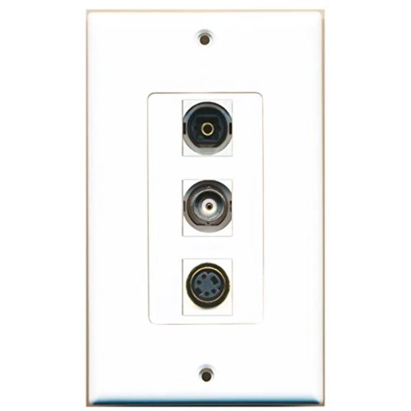RiteAV - 1 Port S-Video and 1 Port Toslink and 1 Port BNC Decorative Wall Plate Decorative