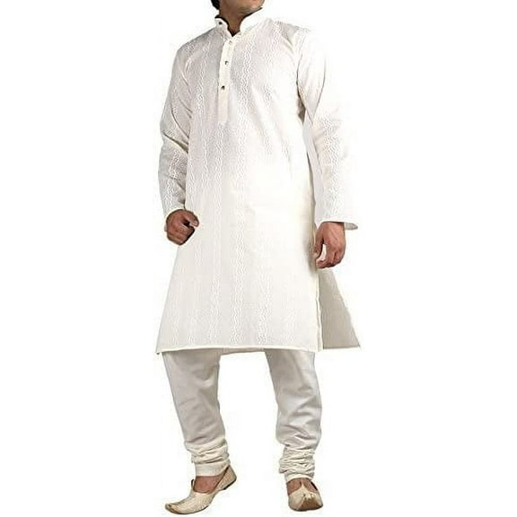 Royal Men's Cotton Kurta Pyjama Set (ROYAL_110_Beige_Large)